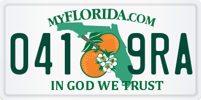 FL license plate 0419RA