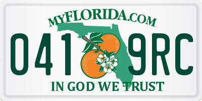 FL license plate 0419RC