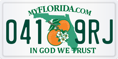 FL license plate 0419RJ