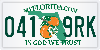 FL license plate 0419RK