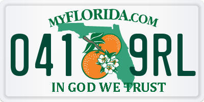 FL license plate 0419RL