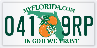 FL license plate 0419RP