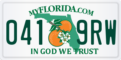 FL license plate 0419RW