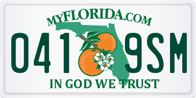 FL license plate 0419SM