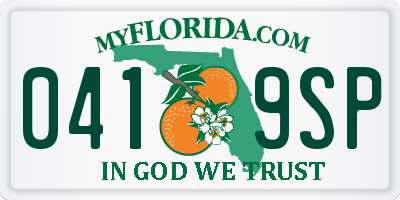 FL license plate 0419SP