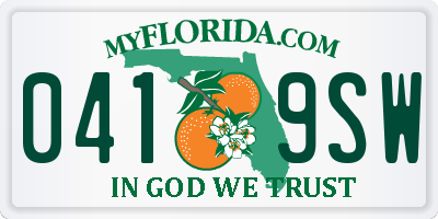 FL license plate 0419SW