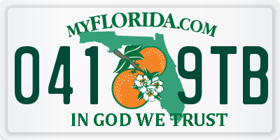 FL license plate 0419TB