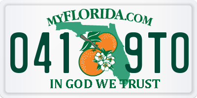 FL license plate 0419TO