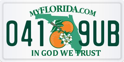 FL license plate 0419UB