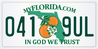 FL license plate 0419UL