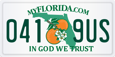 FL license plate 0419US
