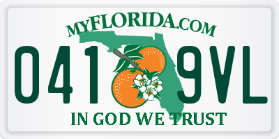 FL license plate 0419VL