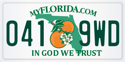FL license plate 0419WD