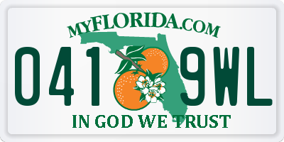 FL license plate 0419WL