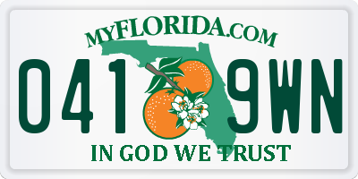 FL license plate 0419WN