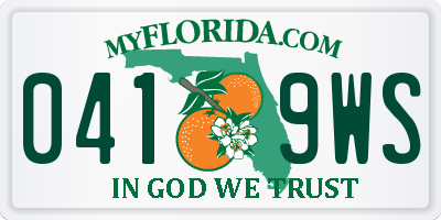 FL license plate 0419WS