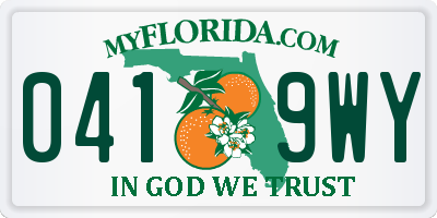 FL license plate 0419WY