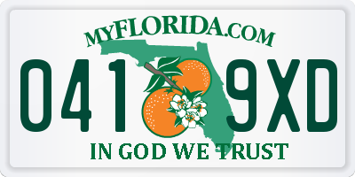 FL license plate 0419XD
