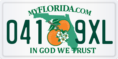 FL license plate 0419XL