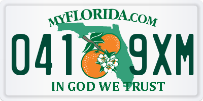 FL license plate 0419XM