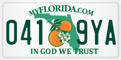 FL license plate 0419YA