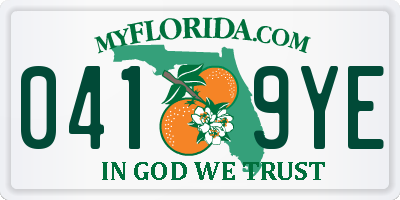 FL license plate 0419YE