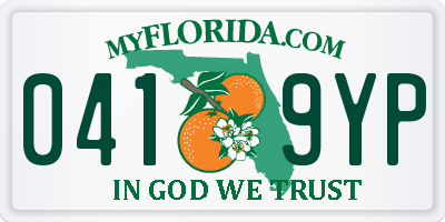 FL license plate 0419YP