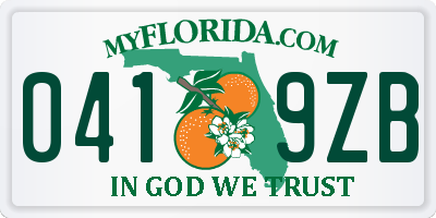 FL license plate 0419ZB