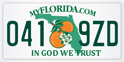 FL license plate 0419ZD