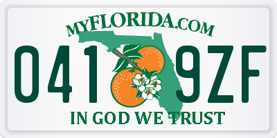 FL license plate 0419ZF