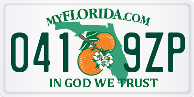 FL license plate 0419ZP