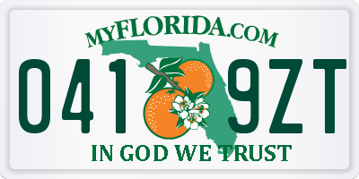 FL license plate 0419ZT