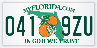 FL license plate 0419ZU