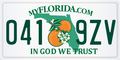 FL license plate 0419ZV
