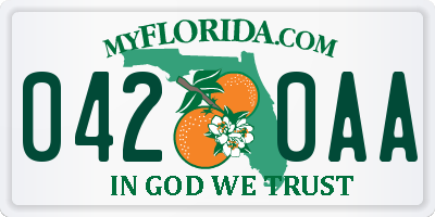 FL license plate 0420AA