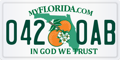 FL license plate 0420AB