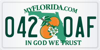 FL license plate 0420AF