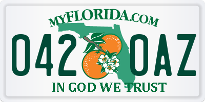FL license plate 0420AZ