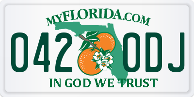 FL license plate 0420DJ