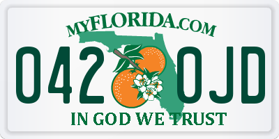 FL license plate 0420JD