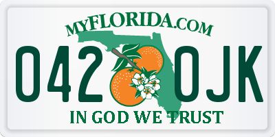 FL license plate 0420JK