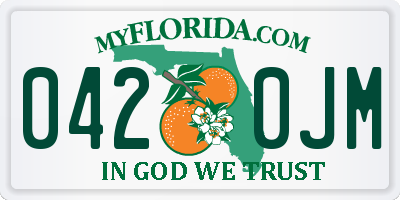 FL license plate 0420JM