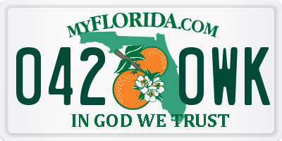 FL license plate 0420WK
