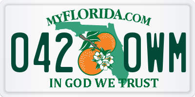 FL license plate 0420WM