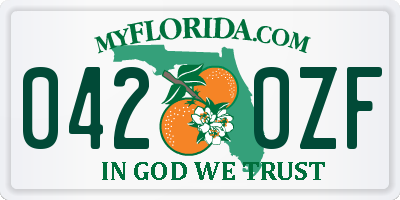 FL license plate 0420ZF