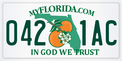 FL license plate 0421AC