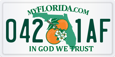 FL license plate 0421AF