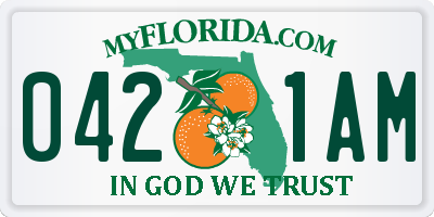 FL license plate 0421AM