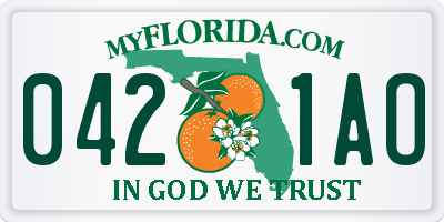 FL license plate 0421AO