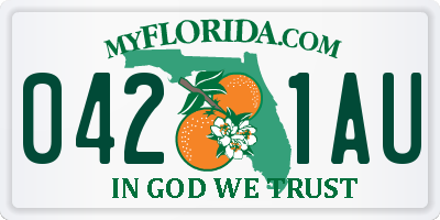 FL license plate 0421AU